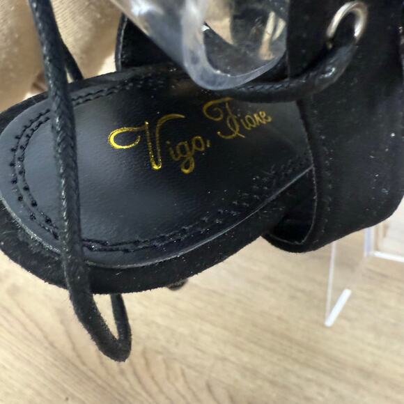 Vigo Fiore Womens Black Sparkle Strappy Formal Heels New in Box Size 6.5 - Picture 5 of 14